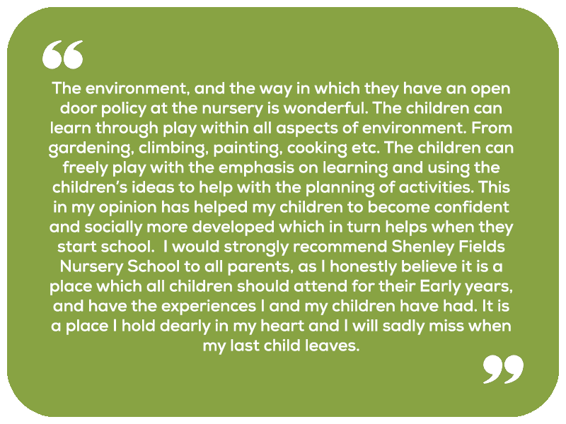 Shenley Fields Nursery School Testimonial